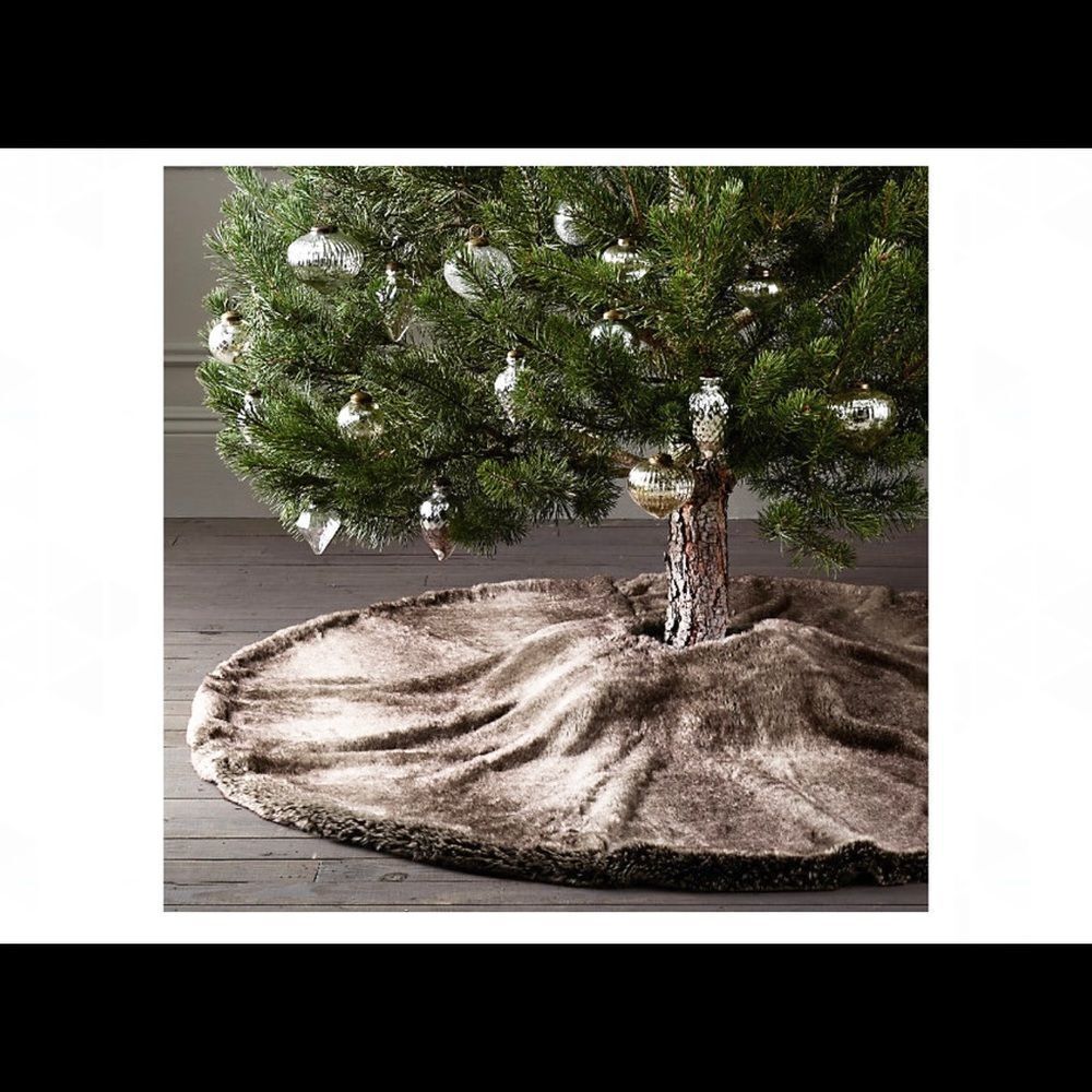 Restoration Hardware Luxe Faux Fur Brown Black Tree Skirt